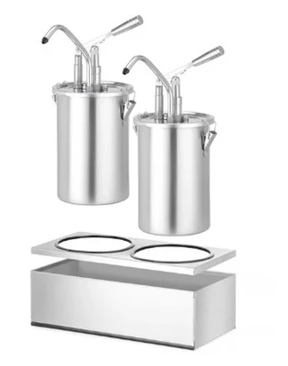2x saus beholder med dispenser 2x 4,5 l rustfritt stål