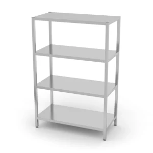 Reol med 4 hyller, rustfritt stål 100x50x180 cm